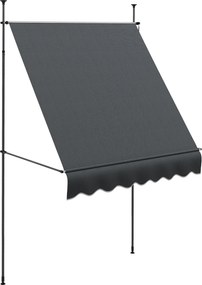Outsunny Kihúzható Kézi Napernyő 2x1.2m Külső Terasz Napernyő Magasság Állítható Crank 210-300cm Fúrás Nélkül UV30+ Védelmével a Erkély Kert Sötétszür