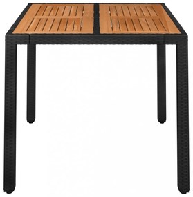 fekete polyrattan falapos kerti asztal 90 x 90 x 75 cm