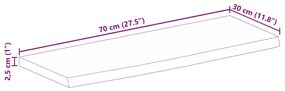 tömör mangófa természetes élű asztallap 70 x 30 x 2,5 cm