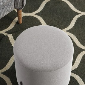 HOMCOM Puff Lábpihenő Velúr Puffacél Lábbal Ø 35 x 38 cm Nappaliba Hálószobába Világosszürke | Aosom