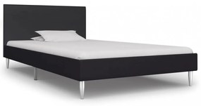 Fekete szövetkárpitozású ágykeret 90 x 200 cm