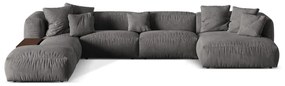 Szürke bársony moduláris sarokkanapé (bal oldali-U alakú) Martina – Micadoni