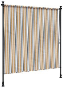 sárga és fehér szövet és acél kültéri roló 150 x 270 cm