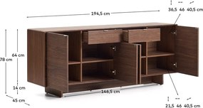 Sötétbarna komód diófa dekorral 194,5x78x45 cm Norlen – Kave Home