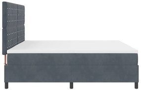 Boxspring Ágy Mattal Sötétszürke 200x200 cm Bársony