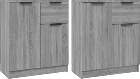 vidaXL 2 db szürke sonoma színű szerelt fa tálalóasztal 60x30x70 cm