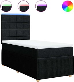 vidaXL fekete szövet rugós ágy matraccal 80 x 200 cm
