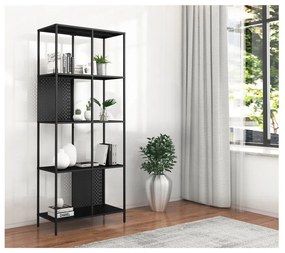 Fekete fém könyvespolc 75x180 cm Charleston – Støraa