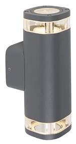 Modern kültéri fali lámpa négyzet alakú 2-világos sötétszürke - Fox