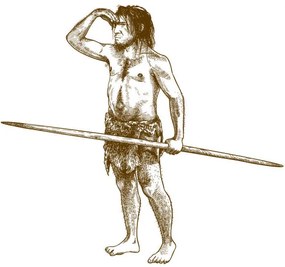 Illusztráció engraving illustration of caveman, Andrii-Oliinyk