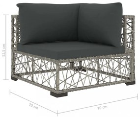 6-részes szürke polyrattan kerti bútorszett párnákkal