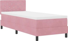 vidaXL LED Box Spring Ágy matracmal Rózsaszín 80 x 200 cm Bársony