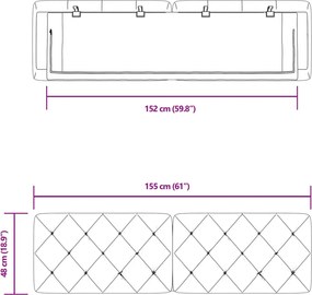 sötétszürke bársony fejtámla párna 152 cm