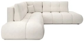 ALMADA kihúzható jobb oldali L alakú kárpitozott sarokkanapé tárolóval, bézs