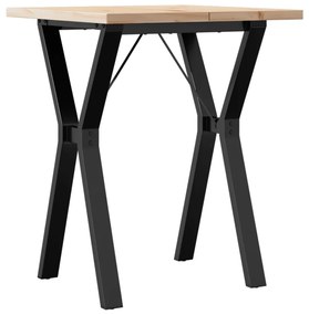 tömör fenyőfa és öntöttvas étkezőasztal Y-vázzal 60x60x75,5 cm
