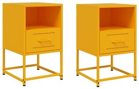 2 db mustársárga acél éjjeliszekrény 36x39x60,5 cm
