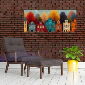 Kép - Festett őszi város (120x50 cm)