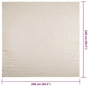 ZIZUR krém juta hatású beltéri és kültéri szőnyeg 240x240 cm