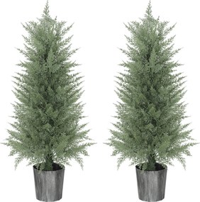 HOMCOM 2 db nagy, 90 cm-es mű ciprus cserepek – élethű, UV-álló műnövény nappalihoz, hálóhoz, irodához, teraszhoz | Aosom