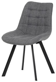 Scaun de dining tapițat cu țesătură gri, cu picioare metalice. HC-465