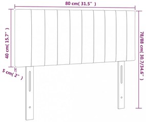 sötétkék bársony LED-es fejtámla 80 x 5 x 78/88 cm