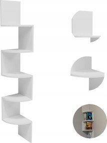 Akasztós polc Cikk-cakk fehér fali sarok könyvespolc virágok képek