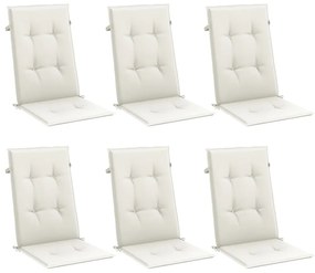 6 db krémszínű szövet magas háttámlájú székpárna 120x50x4 cm