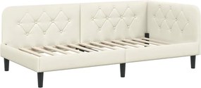 vidaXL Sarokágy keret fejtámlával Krém 90 x 200 cm Bársony