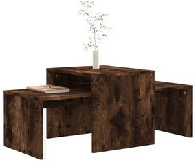 Füstös tölgy színű szerelt fa dohányzóasztalszett 100x48x40 cm