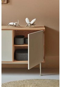 Yoko krémfehér komód tölgyfa dekorral, szélesség 180 cm - Teulat