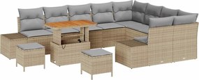 vidaXL Kerti Kanapé Szett párnával 12 pcs Bézs polirattan