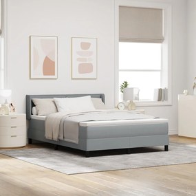 Boxspring ágy matraccal, világosszürke, 140 x 190 cm szövet