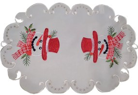Karácsonyi krémszínű asztalterítő hímzett hóemberrel Szélesség: 30 cm | Hosszúság: 45 cm
