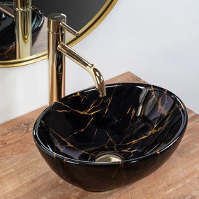 Pultos mosdó Rea Sofia Mini Black Marble Shiny