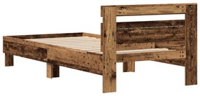 Ágykeret LED lámpákkal Régi fa 75x190 cm Mérnöki fa