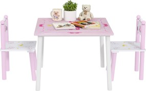 AIYAPLAY Gyermek Asztal és Székek 2-5 Éves Gyermekeknek – 3 Részes Hercegnő Stílusú Székek a Játszóba, Gyerekszobába, Bölcsődébe | Aosom