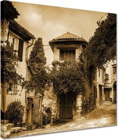 Vászonkép 30x30 Kőház virágokkal