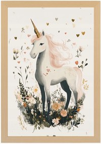 Poszter Keret Fa Gyerek Unikornis Virág Szív Mese Legenda 40x60