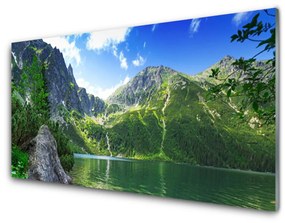 Modern üvegkép Mountain Lake Nature 100x50 cm 4 fogas