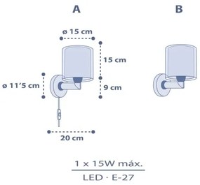 Dalber 76639 - Gyermekszobai falilámpa MOON DREAMS 1xE27/15W/230V kék