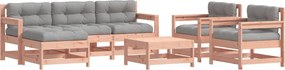 vidaXL 7 részes tömör duglászfenyő kerti társalgószett párnákkal