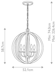 Elstead FE-ALLIER-4P-WW - Csillár láncon ALLIER 4xE14/60W/230V tölgy