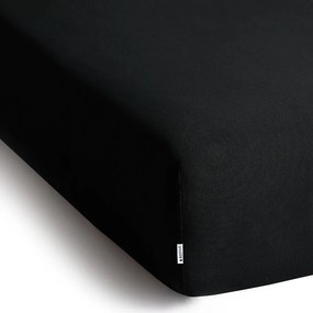 Fekete gumis jersey lepedő 180x200 cm Amber – Restilo