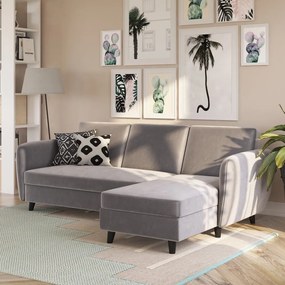 Szürke bársony kinyitható sarokkanapé Perry – Støraa