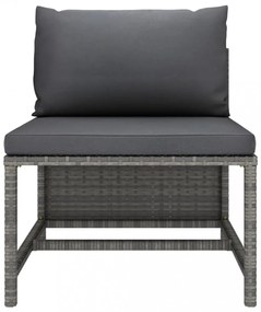 szürke négyszemélyes polyrattan kerti kanapé párnákkal