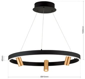 Orion HL 6-1667/3-LED állítható fényű BERLIN LED csillár, 50W, 230V, fekete/aran