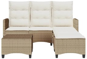 vidaXL 3 részes bézs polyrattan kerti ülőgarnitúra párnákkal L-alakú