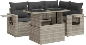 vidaXL 5 részes világosszürke polyrattan kerti ülőgarnitúra párnákkal
