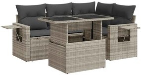 vidaXL 5 részes világosszürke polyrattan kerti ülőgarnitúra párnákkal