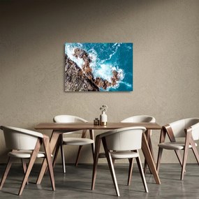 Kép a sziklák és a tenger (üvegen) (70x50 cm)